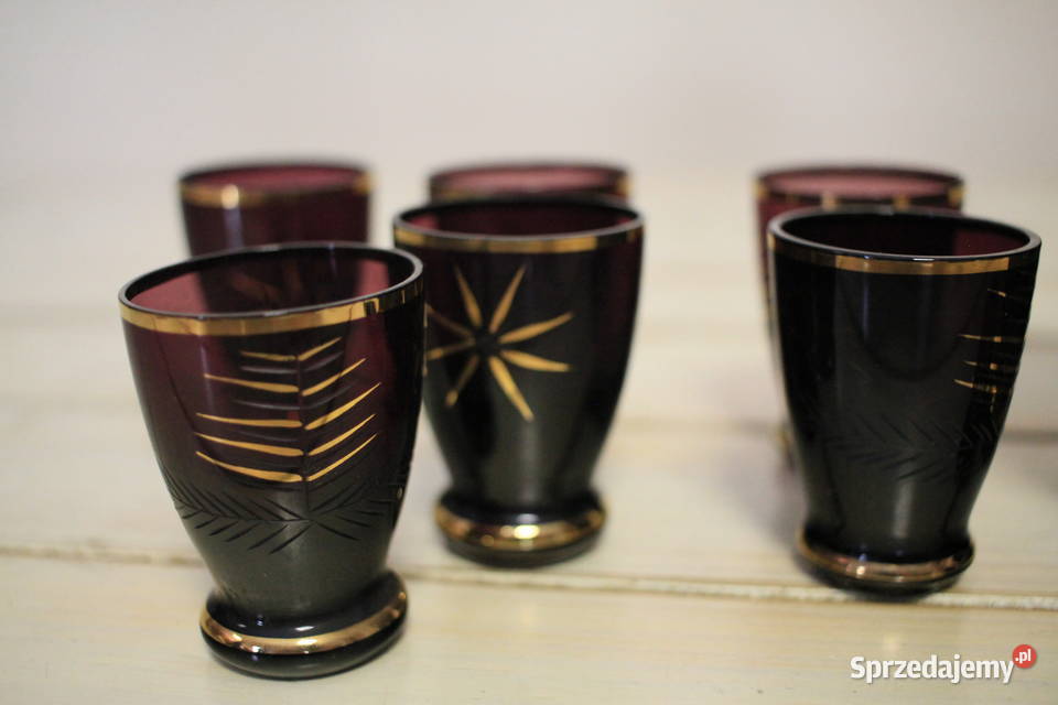 Karafka Bohemia Glass kieliszki art deco PRL inny kolor Pszczyna sprzedam