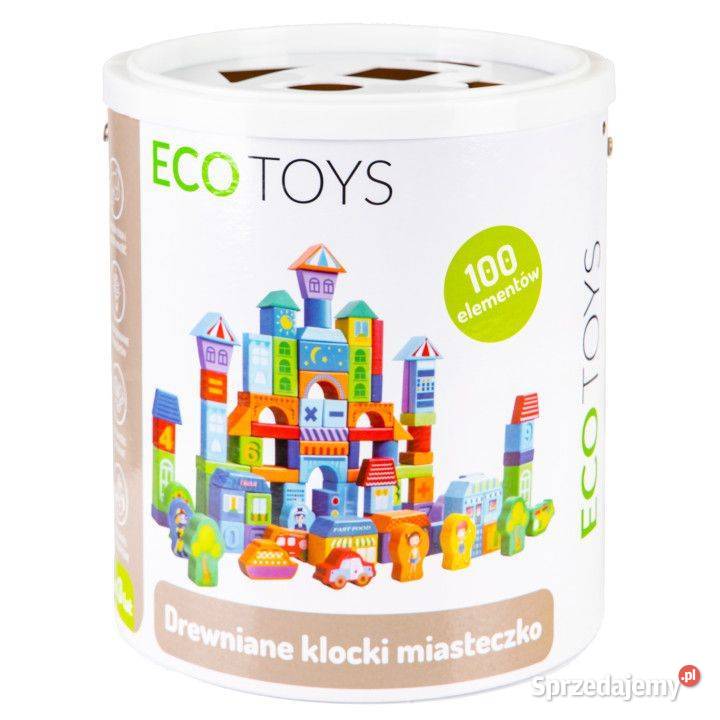 Drewniane klocki edukacyjne miasto 100 sorter Bielsk Podlaski