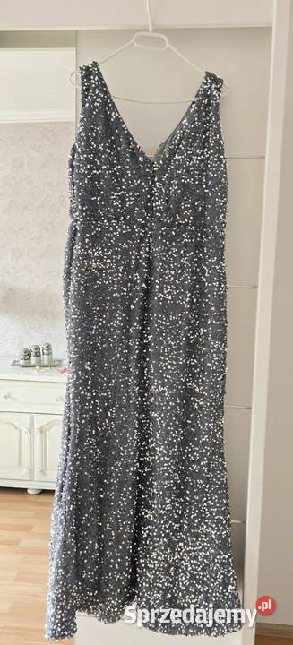 Sukienka koktajlowa XXL szary/srebrny Spódnice i sukienki śląskie Rybnik