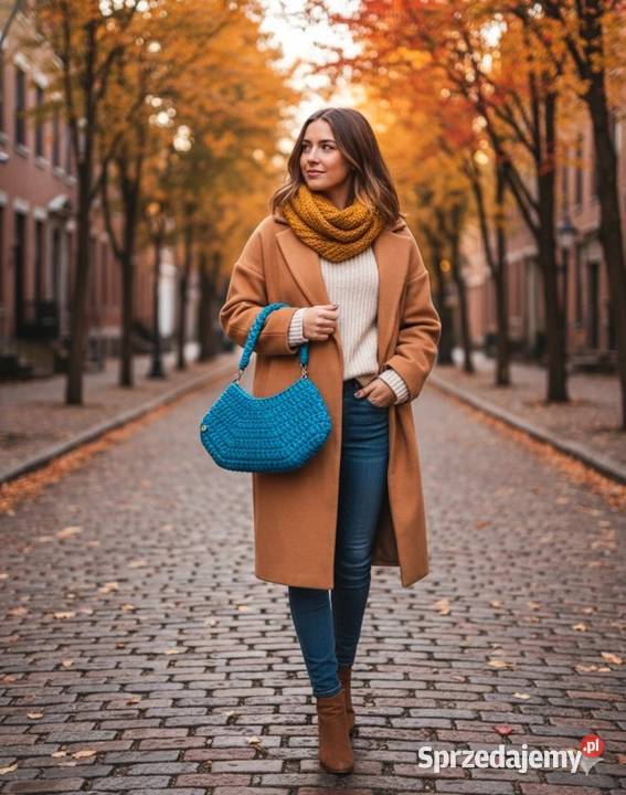 Torba crochet na ramię Baguette ręcznie robiona 13cm Torby i torebki