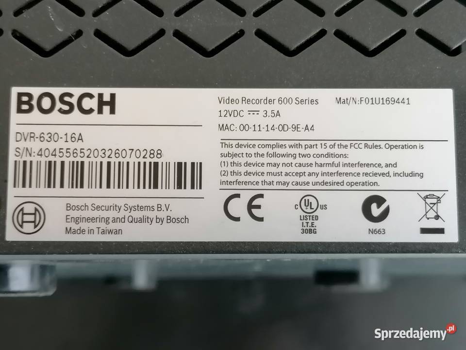 Rejstrator Bosch DVR63016A Monitoring 16xKAM sprzedam