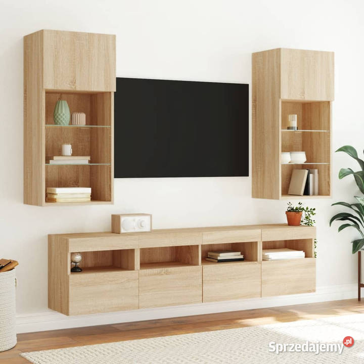 5częściowy zestaw mebli TV z LED dąb sonoma Warszawa