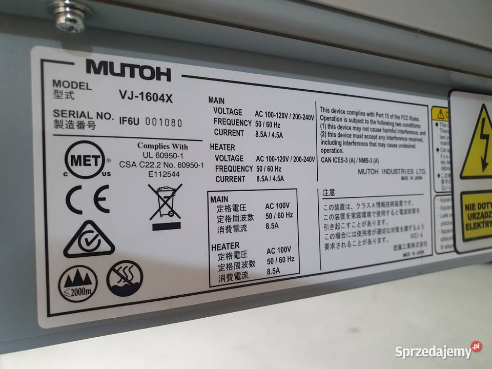 Ploter Wielkoformatowy z nawijarką MUTOH VJ1604X Łódź