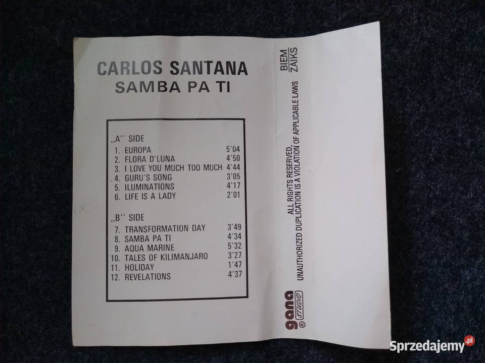 MC cassette cover CARLOS SANTANA Samba Pa Ti Gdańsk