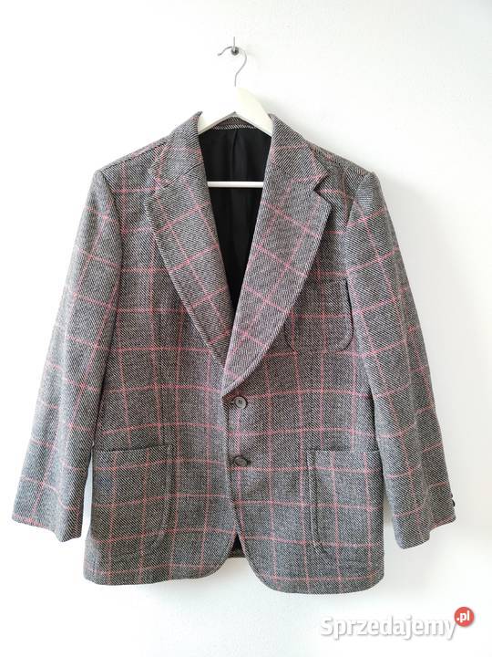 Wełniana Marynarka żakiet w kratę Vintage 42 Rozmiar 42(XL) Marynarki i żakiety Jasło sprzedam