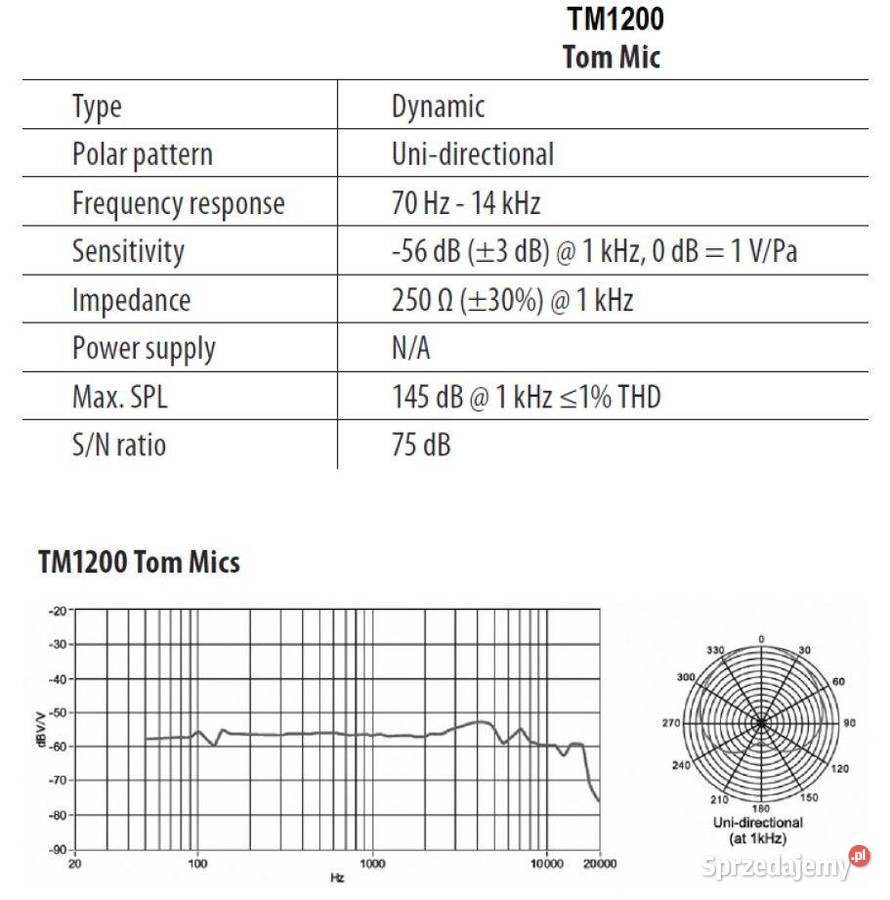 Mikrofon do bębna do bębnów Behringer TM1200 Bytom