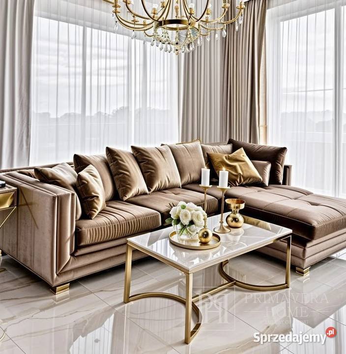 Stolik kawowy glamour nowoczesny biały marmur 120cm mazowieckie Warszawa