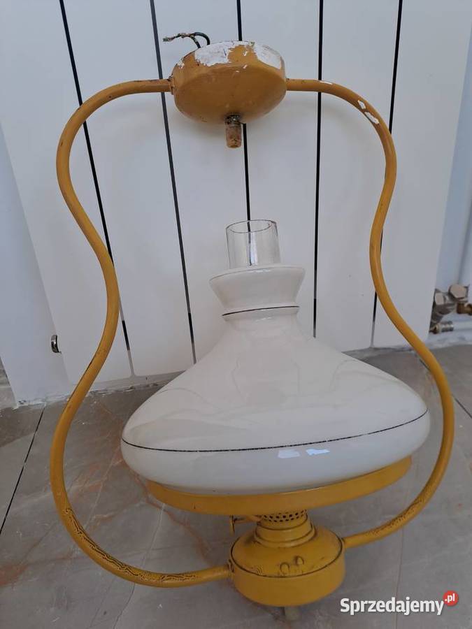 Stara lampa wisząca PRL Styl Naftowy Opalowy Przemyśl