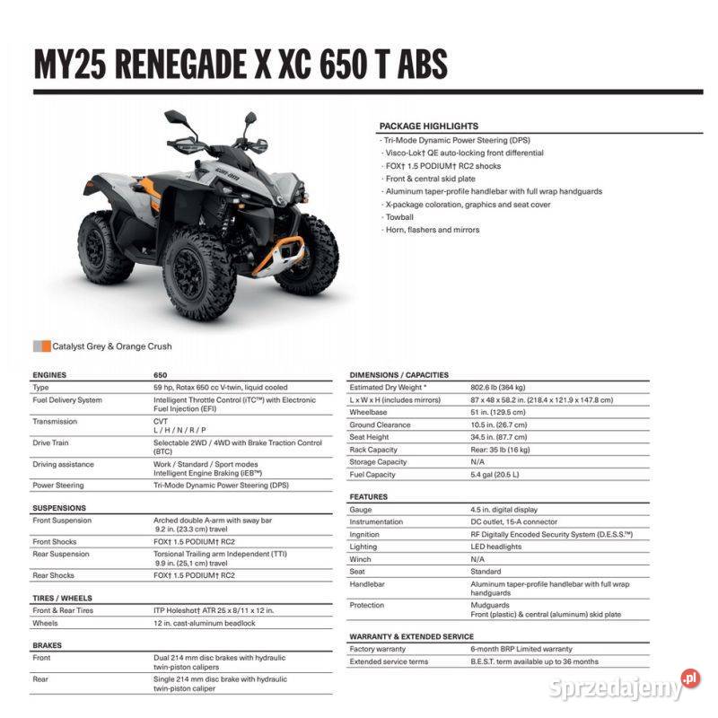 CanAm Renegade XXC 650 T ABS 2025 5RSA automatyczna Nowy Sącz