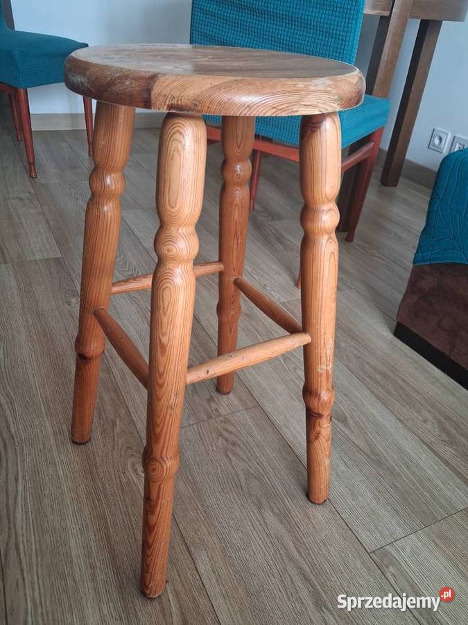 stołek wysoki barowy vintage z okresu PRL Warszawa