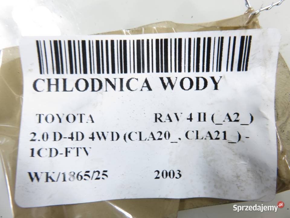CHŁODNICA WODY TOYOTA RAV 4 II A2 20 D4D 4WD 116