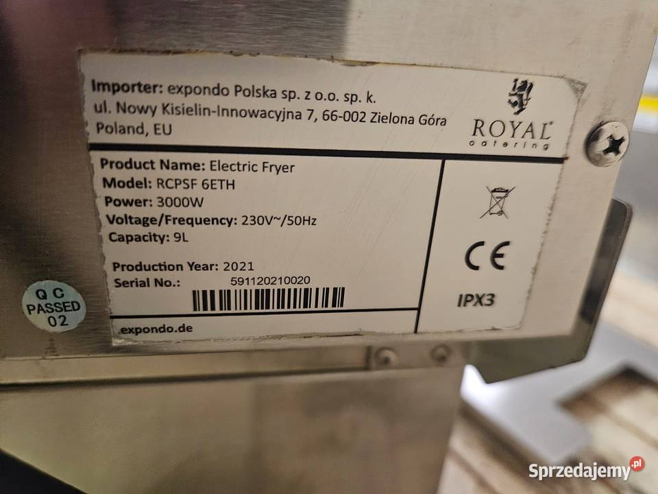 Frytownica elektryczna 6l 3000 W Royal Catering Pszczyna sprzedam