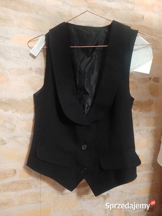 38M Ekskluzywna czarna kamizelka garniturowa z Moda i Styl Kraków