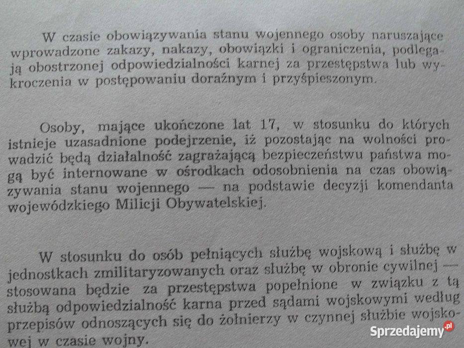 Plakat obwieszczenie o wprowadzeniu stanu Wrocław sprzedam