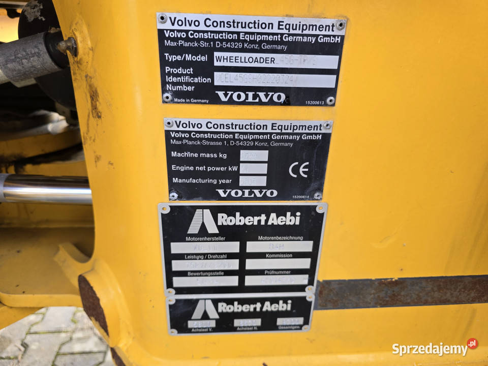 Ładowarka VOLVO L45G TPS 2015 r 97 t 4441 mth warmińsko-mazurskie Rudolfowo sprzedam
