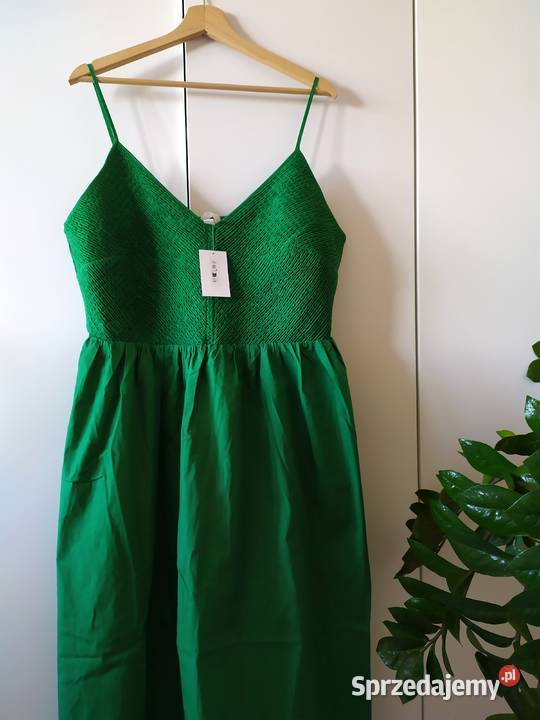 Sukienka zielona midi HM bawełniana 44 46 xxl