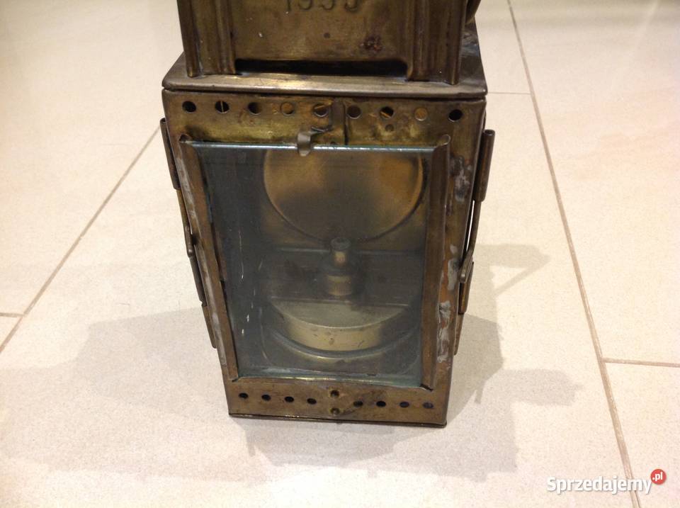 Stara Lampa Mosiężna Karbidowa Sygnowana