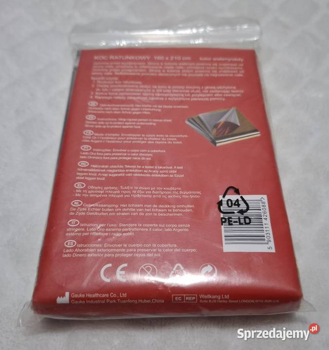 Koc ratunkowy folia życia 160x210 srebrnyzłoty Czeladź