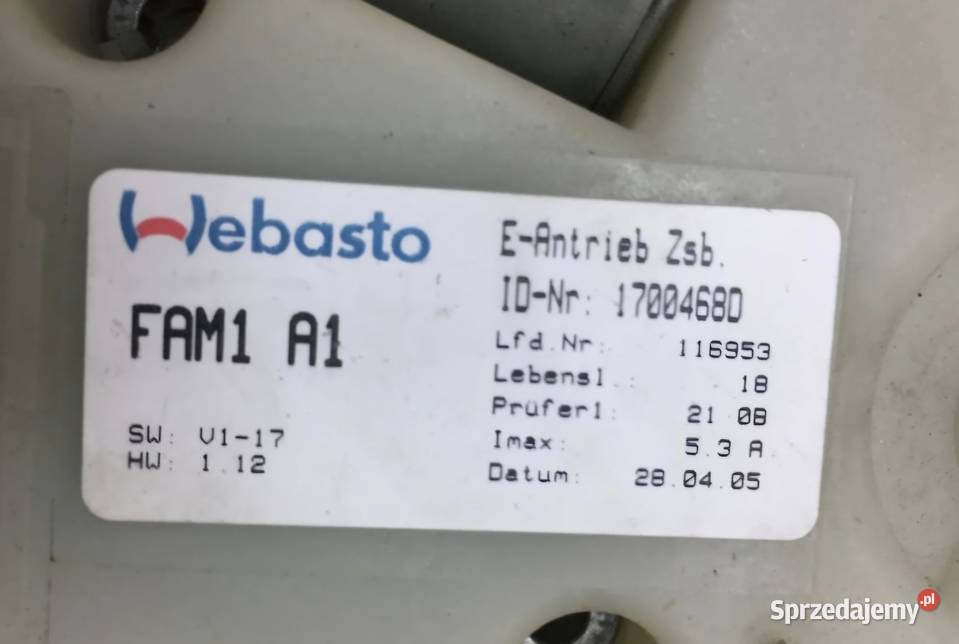 SILNIK SILNICZEK SZYBERDACHU PEUGEOT 307 SW LIFT Działoszyce sprzedam