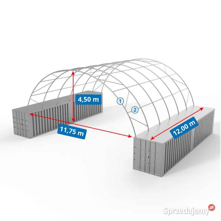 Zadaszenie kontenerowe 12x12m PVC 900gm2 sprzedam