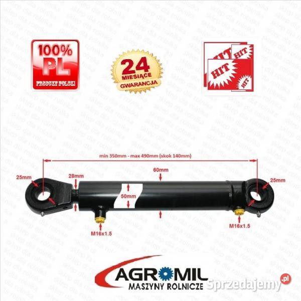 Cylinder siłownik hydrauliczny SKOK 140 L 350 Rogóźno