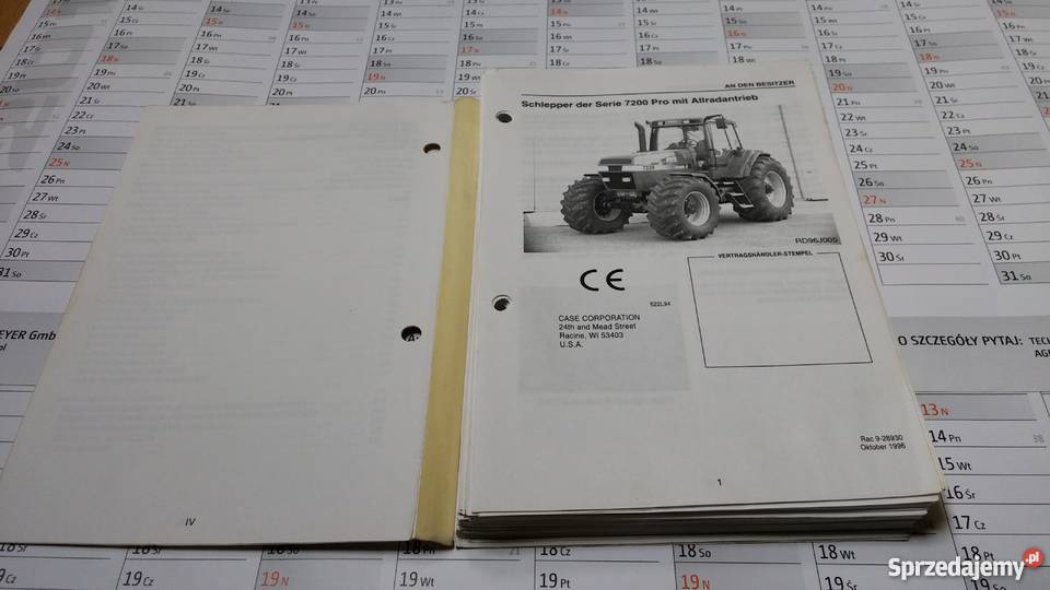 Instrukcja CASE IH Schlepper 7210 7220 7230 7240 sprzedam