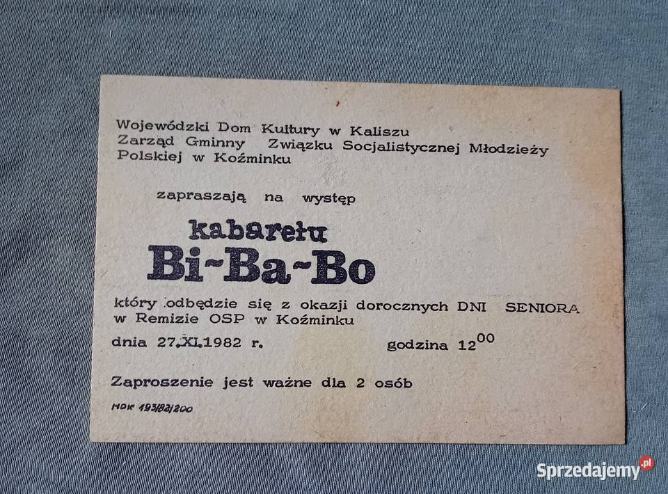 Zaproszenie na występ kabaretu BiBaBo Koźminek k Antykwariat