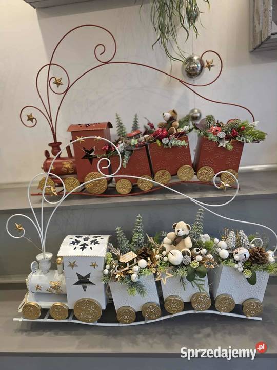 Pociąg czerwony biały dekoracja bożonarodzeniowe czerwony Wilkowice sprzedam