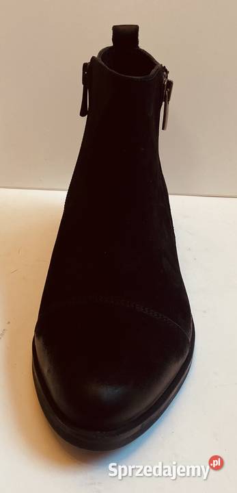 Czarne skórzane nubukowe ocieplane botki rozmiar czarny Obuwie mazowieckie