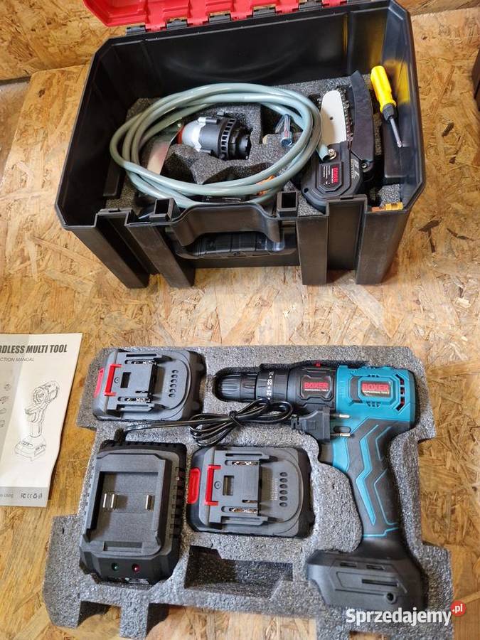 ZESTAW NARZĘDZI AKUMULATOROWYCH 5w1 PIŁA MYJKA Wiertarki i wkrętarki