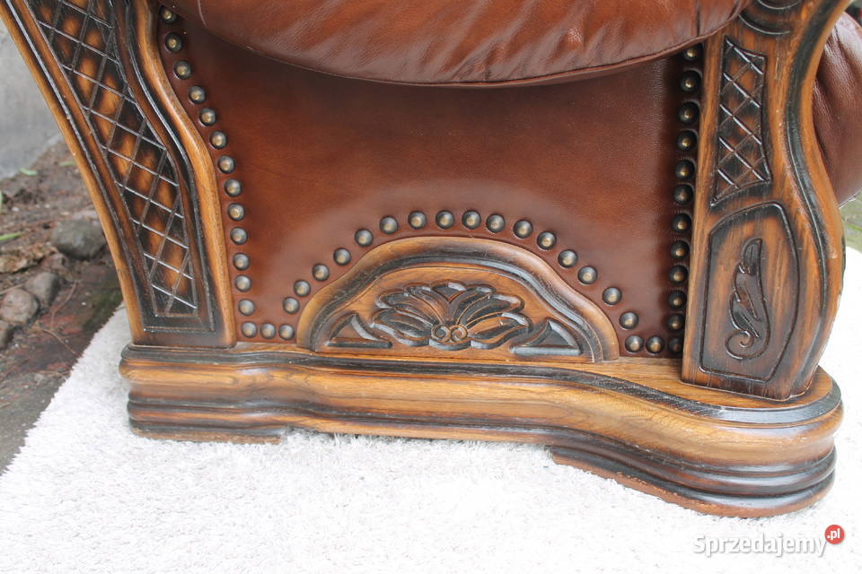 Elegancki skórzany fotel Parma Wersal piękna 95cm Wrocław