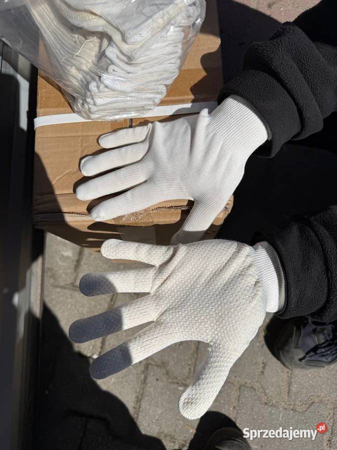 Rękawice robocze bawełniane białe nakrapiane Łaskarzew sprzedam