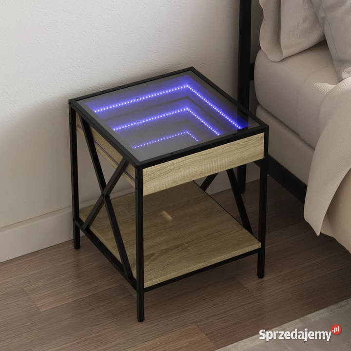 Stolik nocny z LED Infinity dąb sonoma 40x40x49 Dom i Ogród Warszawa sprzedam