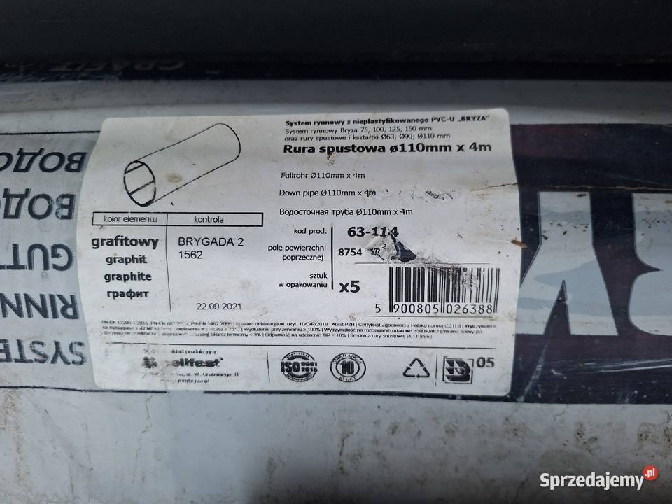 Rury spustowe rynnowe 110mmx4m Wrocław sprzedam