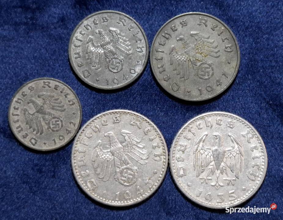 5 x monety III Rzesza 151050 Reichspfennig róźne Wejherowo