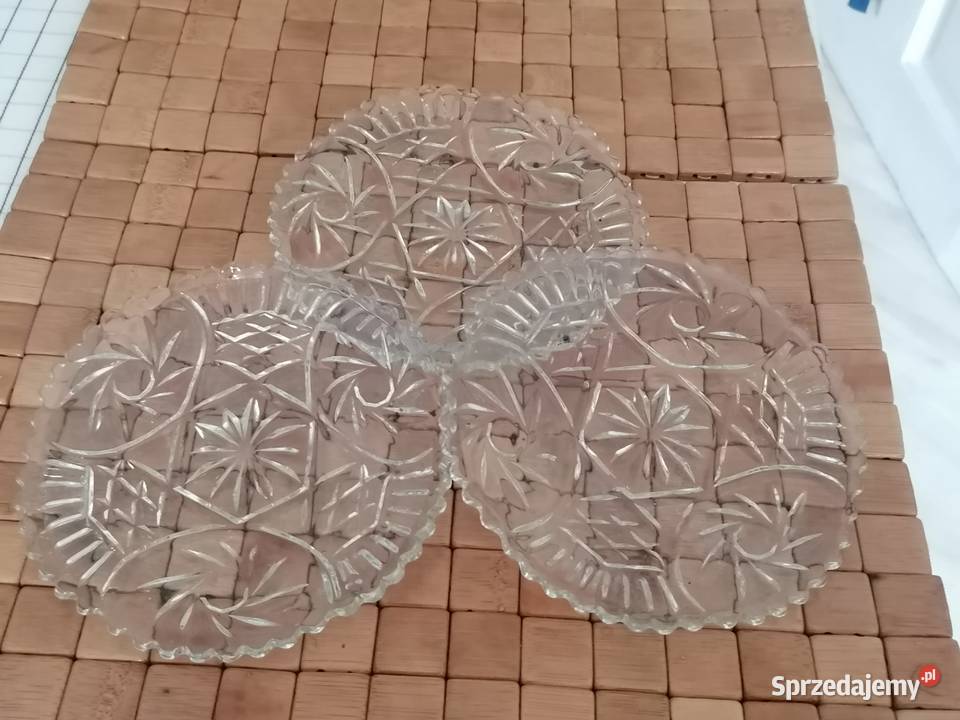 Zestaw 3 szklanych talerzyków deserowych Kraków
