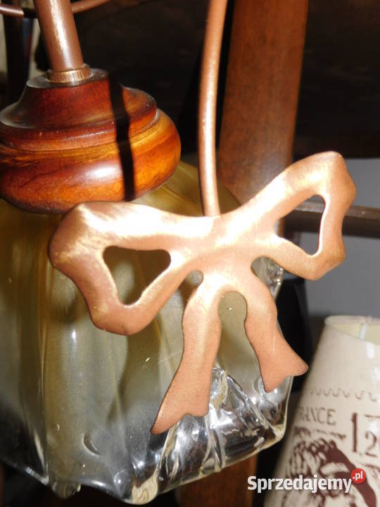 Lampa szkło drewno i metal dolnośląskie Oleśnica