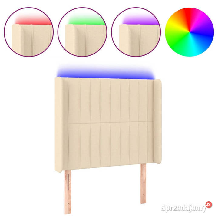 Zagłówek do łóżka z LED kremowy 83x16x118128 Warszawa