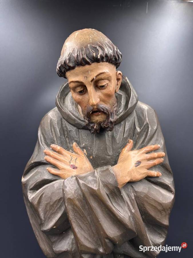 Drewniana rzeźba św Franciszka XIXw Poznań
