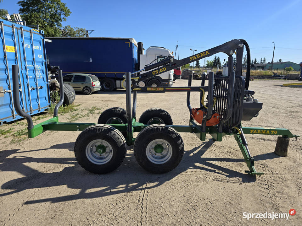 Przyczepa leśna do zrywki FARMA T6 własna warmińsko-mazurskie Rudolfowo sprzedam
