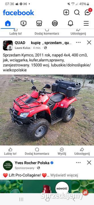 Quad Kymko MXU 400 nieuszkodzony Topolnica