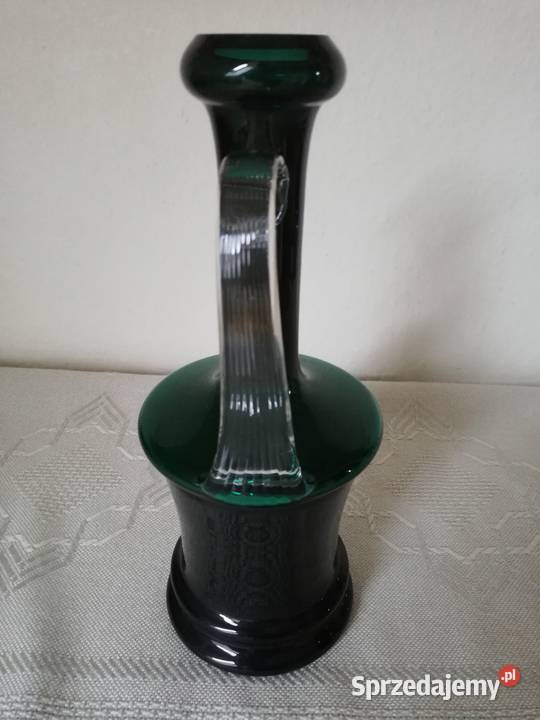Zielona karafka wazon z uchem Porcelana i szkło Gorlice