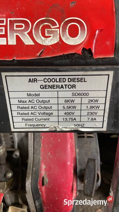 Agregat prądotwórczy BERGO model sd 6000 DIESEL sprzedam