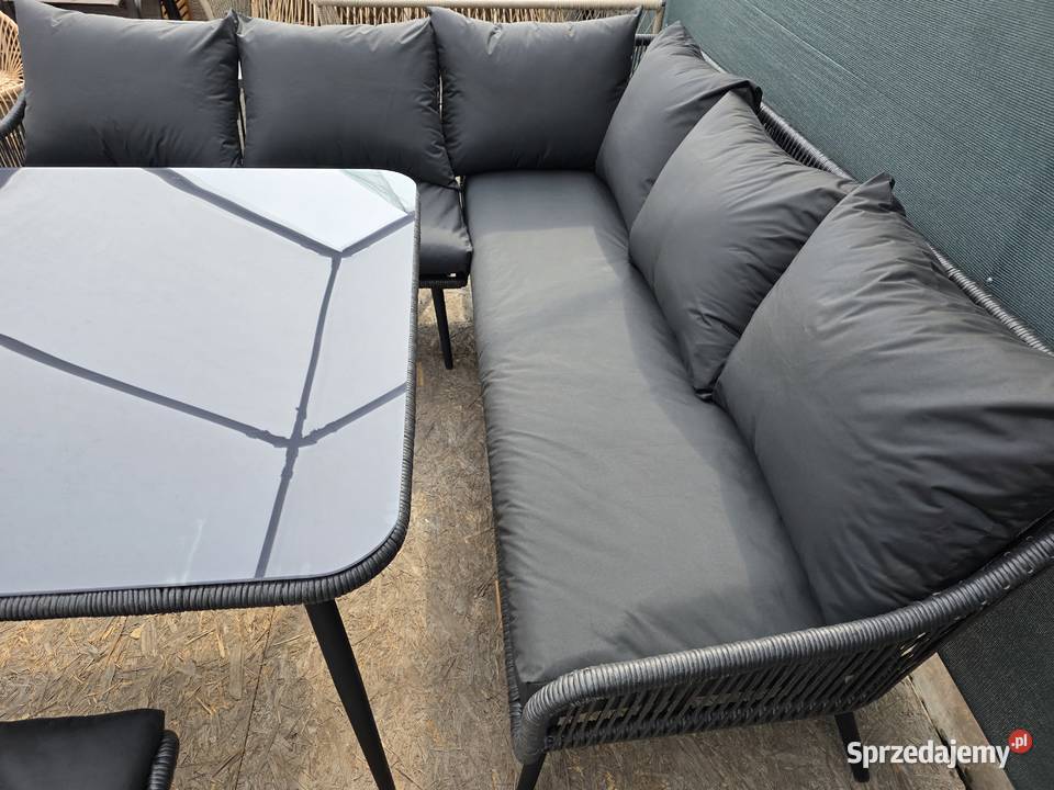 Duży narożnik ogrodowy Malta black stolik pufy Wschowa sprzedam