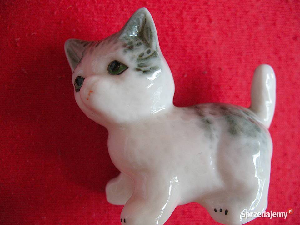 Kot młody kotek porcelana 5 x 6 x 3 Miniaturka mazowieckie Siedlce