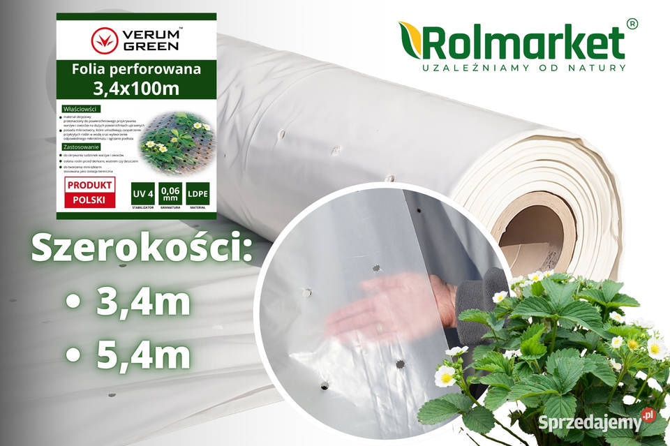 Folia perforowana dziurkowana do okrywania upraw Cieśle