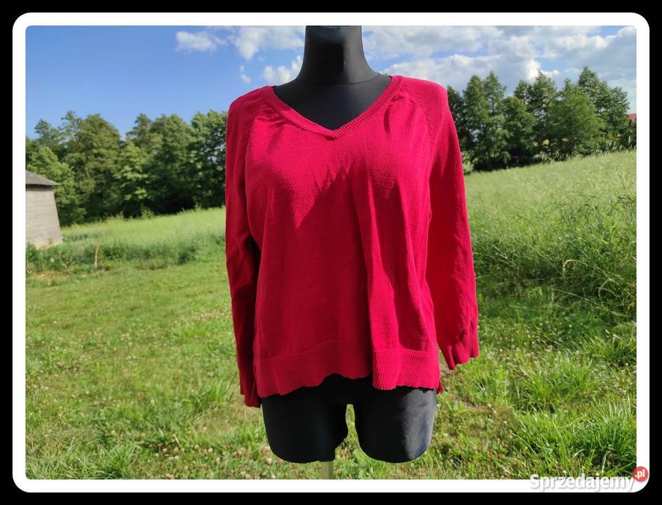 Czerwony sweter damski LCW Casual 40 L Bez wzoru Płock