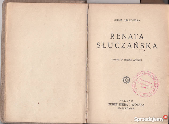 1299 RENATA SŁUCZAŃSKA SZTUKA W 3 AKT NAŁKOWSKA Czyrna sprzedam