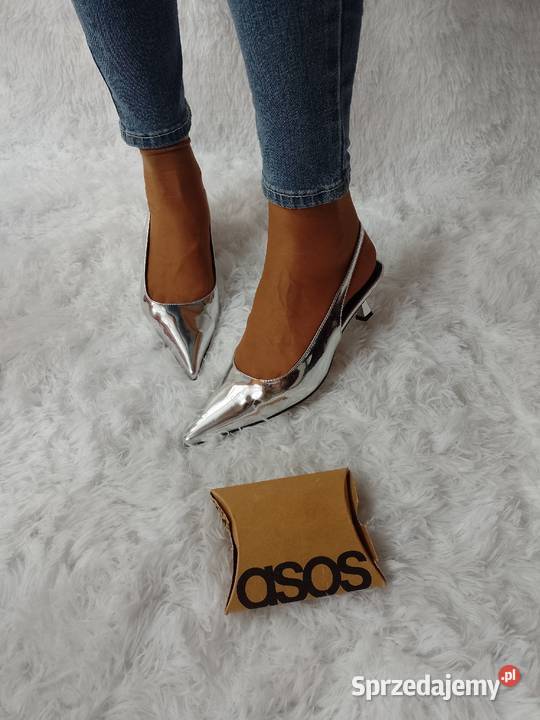 39 ASOS DesignSrebrne czółenka z odkrytą piętą z Kraków