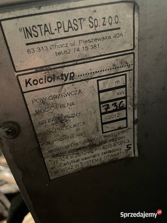 Piec instal plast 25kW 150 metrów na ekogroszek Zgierz